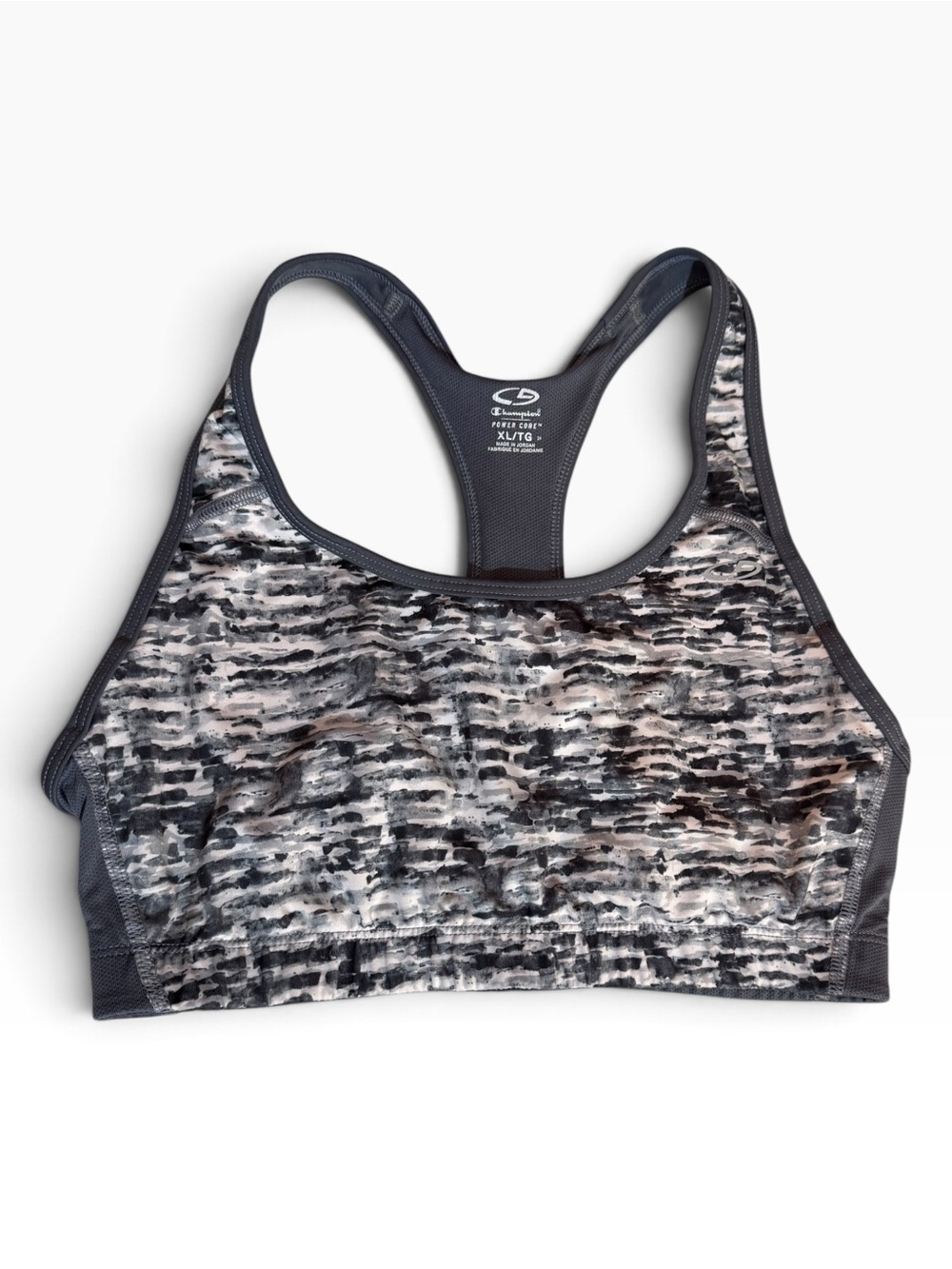 Champion Gray & Black Patterned Racerback Sports Bra